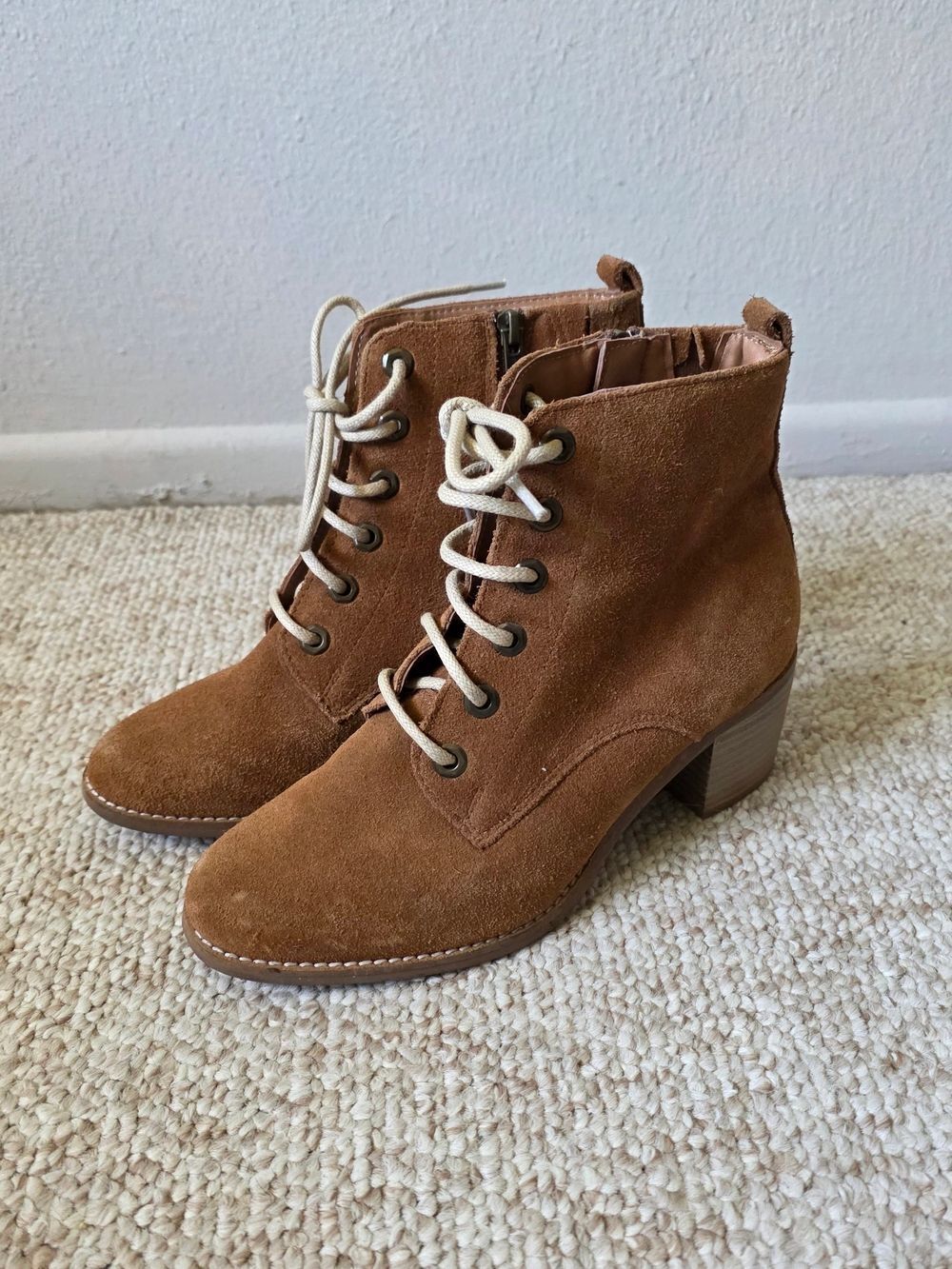M&S Women’s Suede Lace-Up Ankle Boots in Brown Size 5
